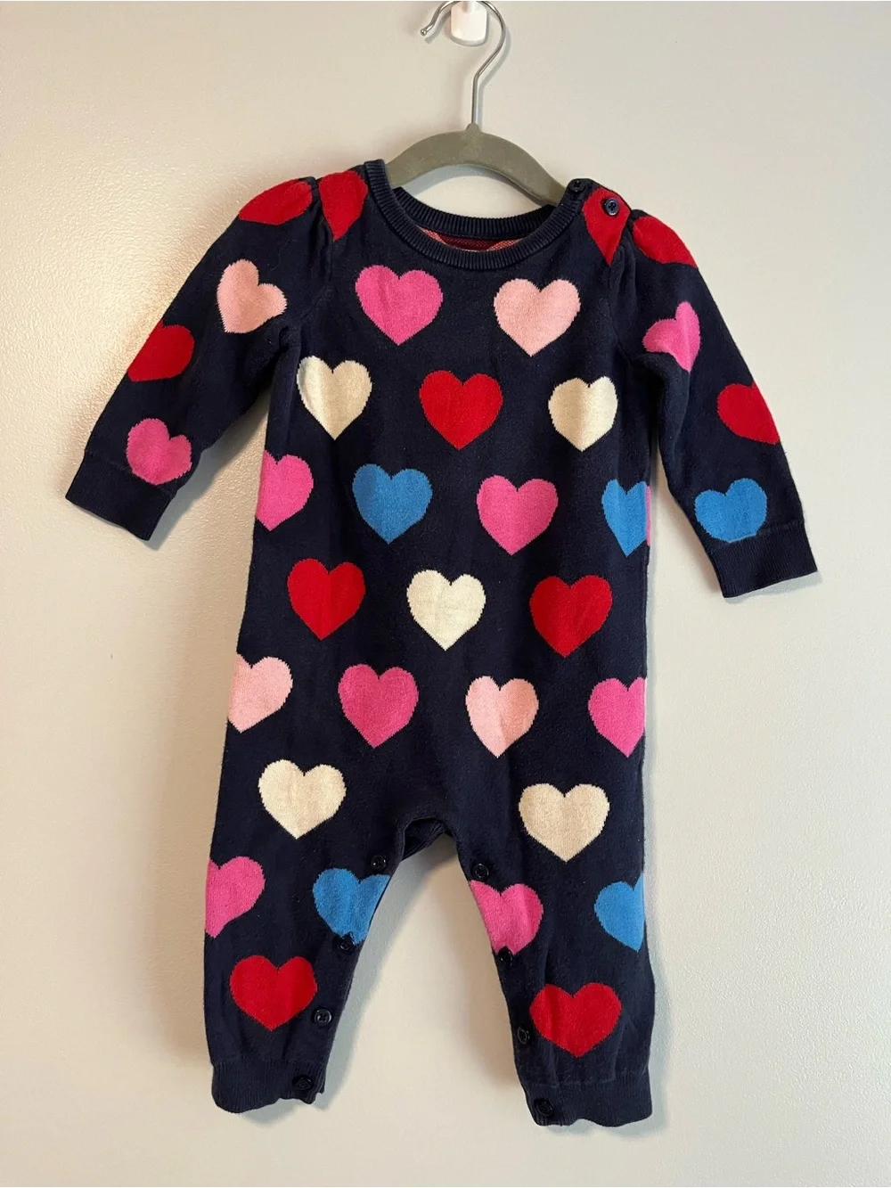 GAP Navy One-Piece with Red, Pink, Cream & Blue Hearts